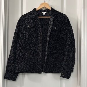 Charter Club Black Floral Jean Jacket
